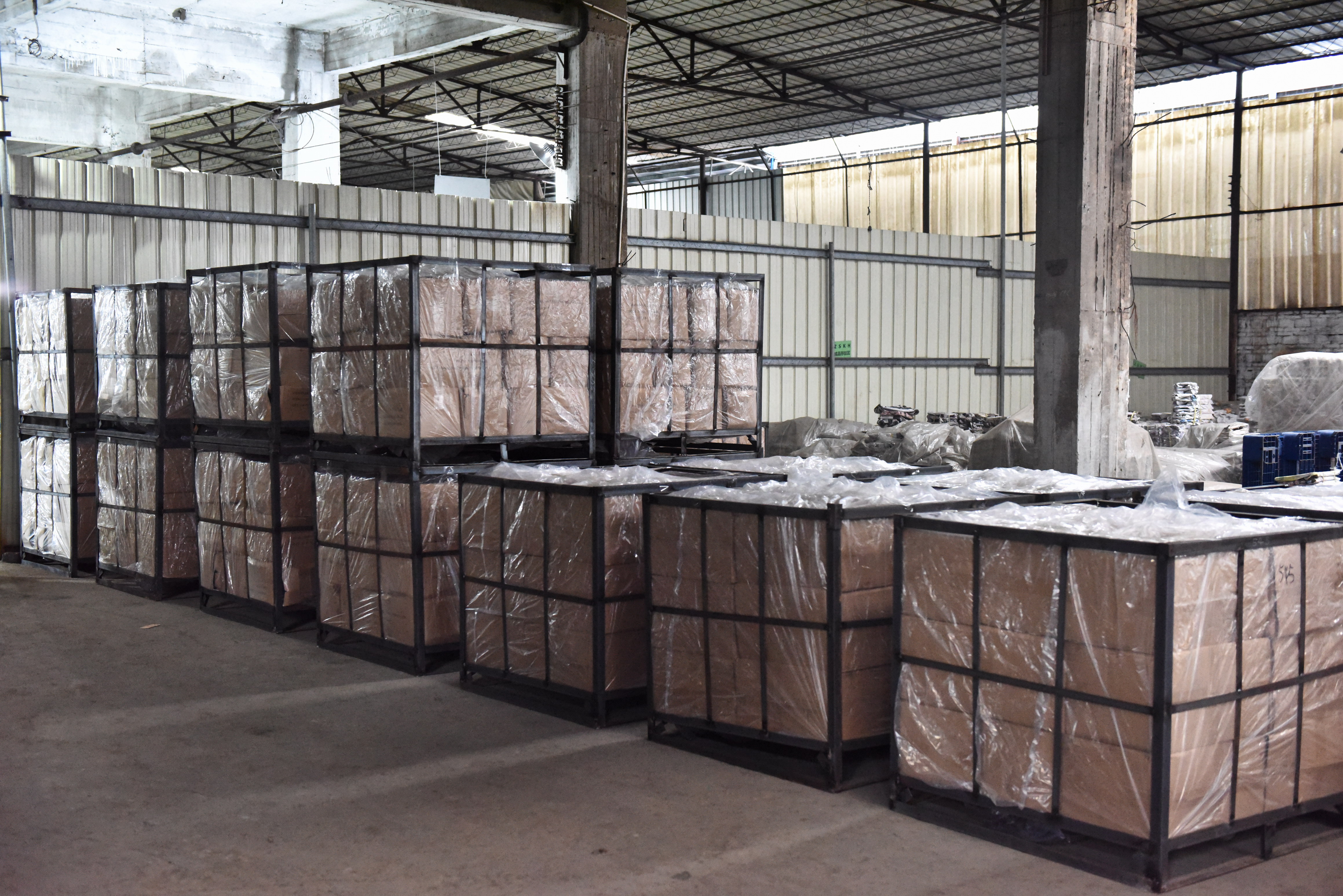 Crated goods in warehouse