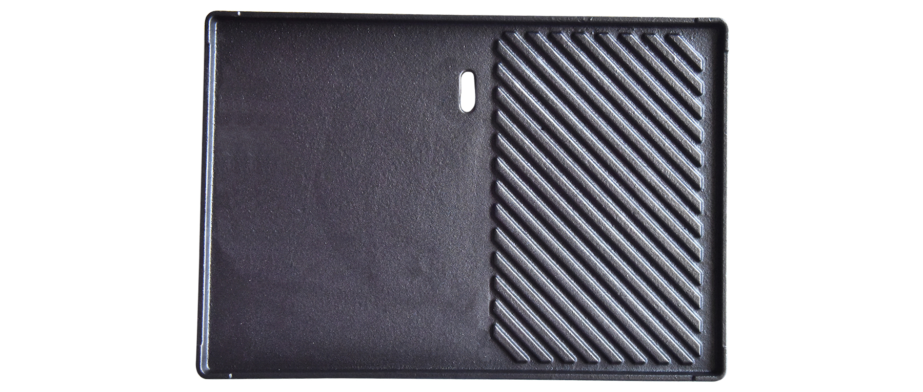 Half-ribbed cast iron griddle plate