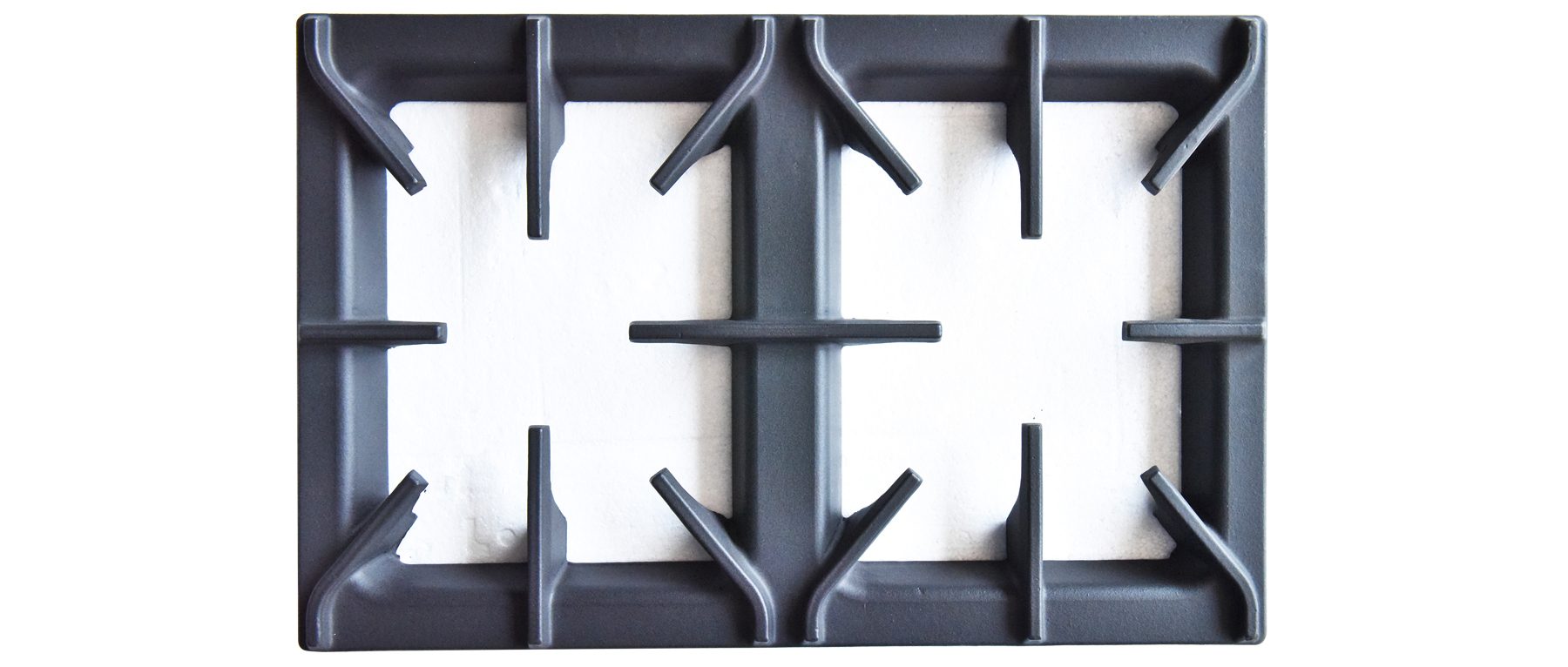 Double-burner cast iron pan support